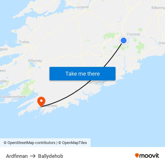 Ardfinnan to Ballydehob map