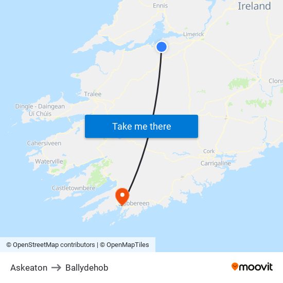 Askeaton to Ballydehob map