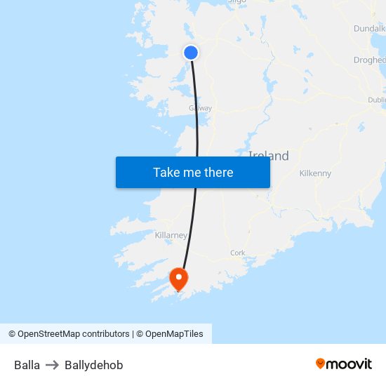 Balla to Ballydehob map