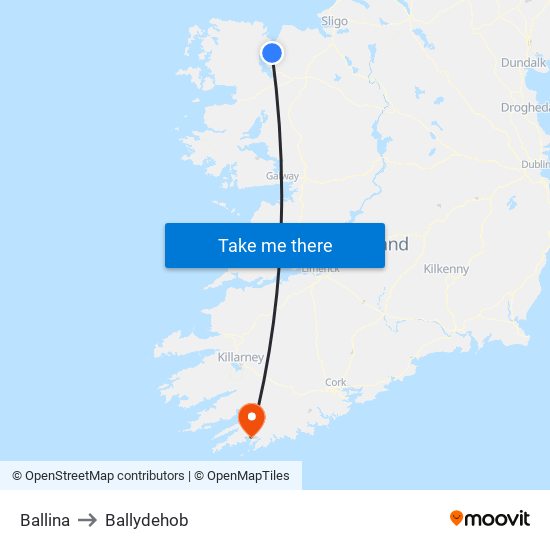 Ballina to Ballydehob map