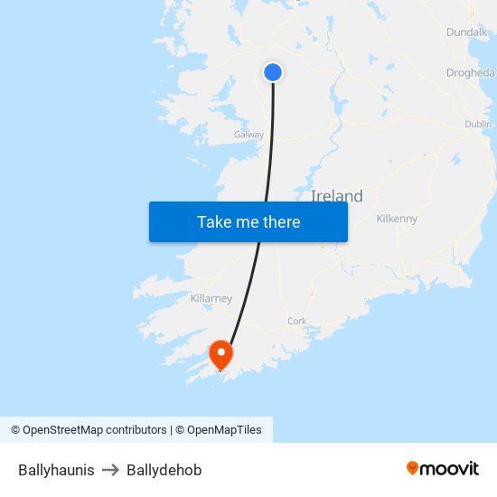 Ballyhaunis to Ballydehob map