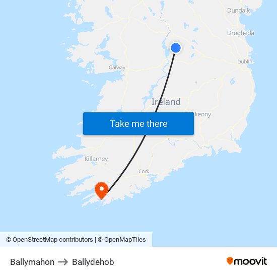 Ballymahon to Ballydehob map