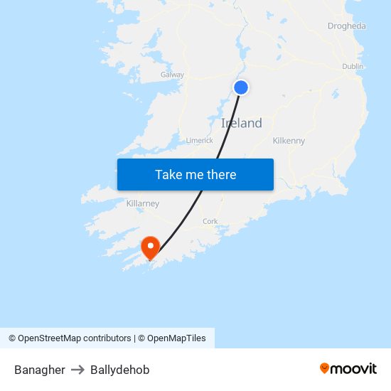 Banagher to Ballydehob map