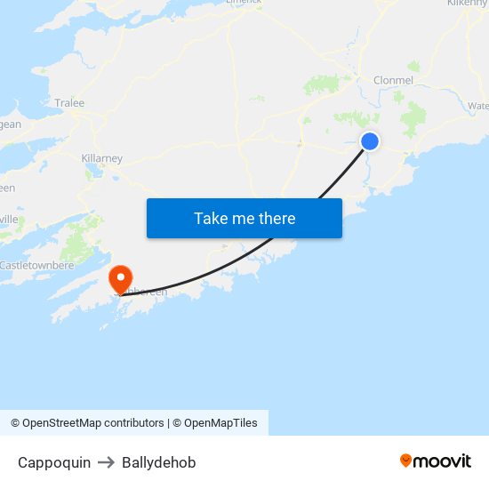 Cappoquin to Ballydehob map