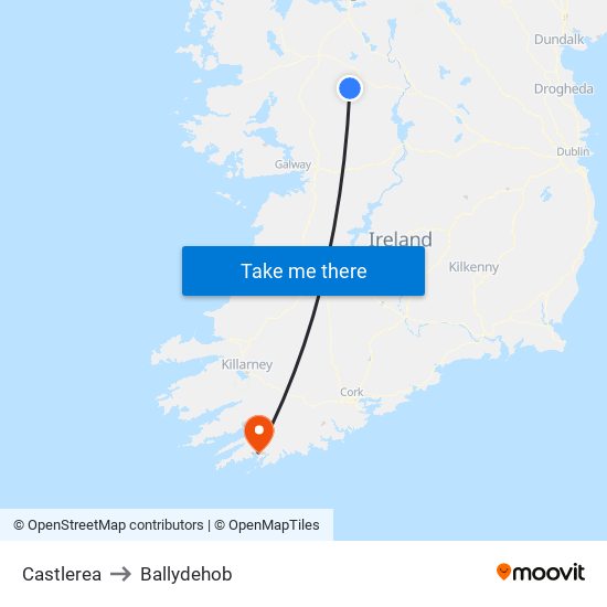 Castlerea to Ballydehob map