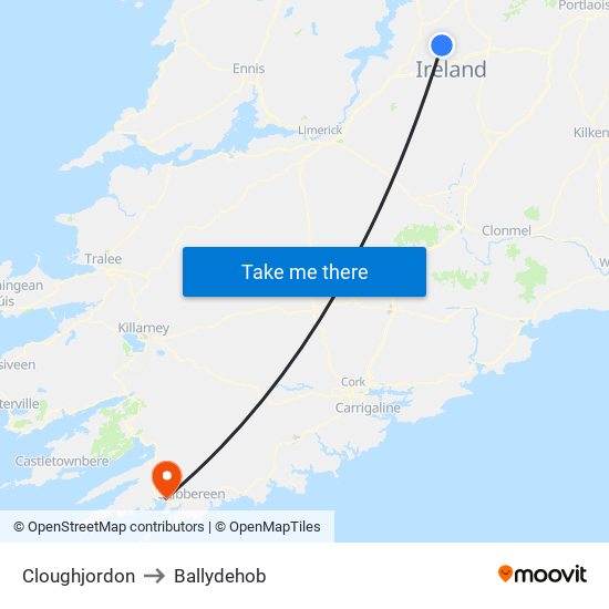 Cloughjordon to Ballydehob map