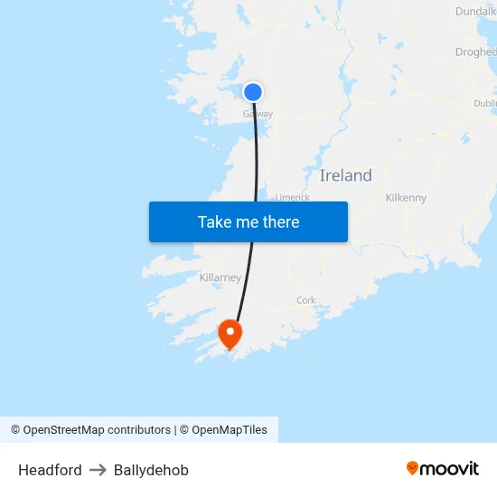 Headford to Ballydehob map