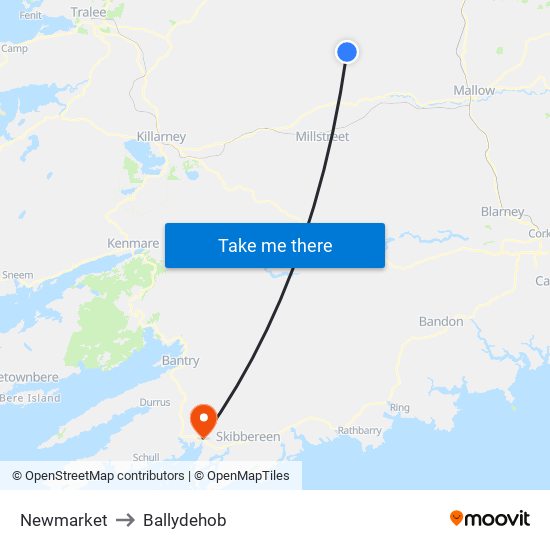 Newmarket to Ballydehob map