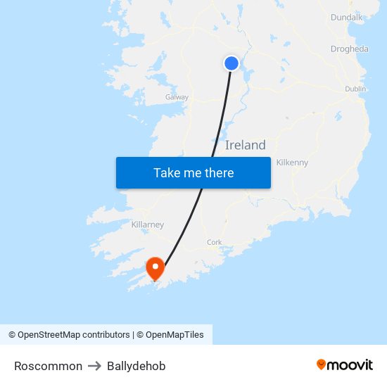 Roscommon to Ballydehob map