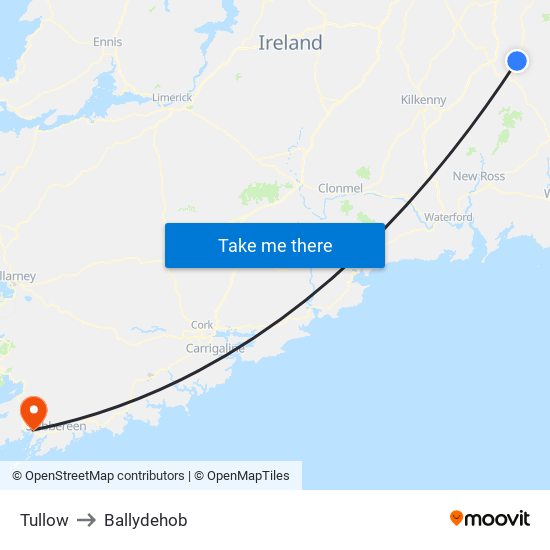 Tullow to Ballydehob map