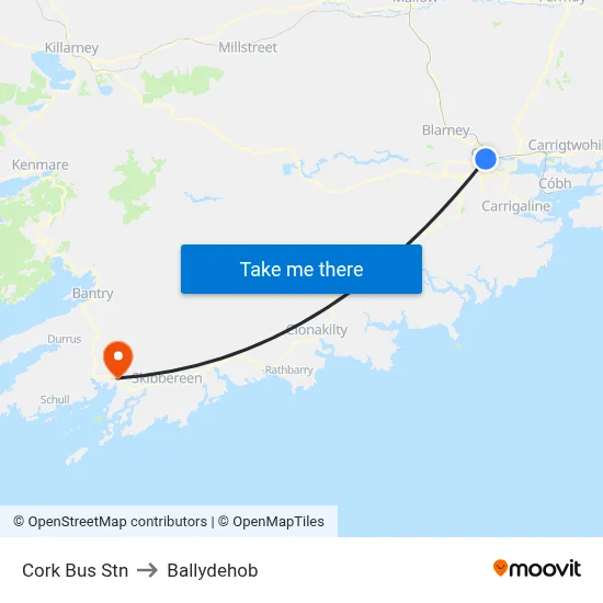 Cork Bus Stn to Ballydehob map