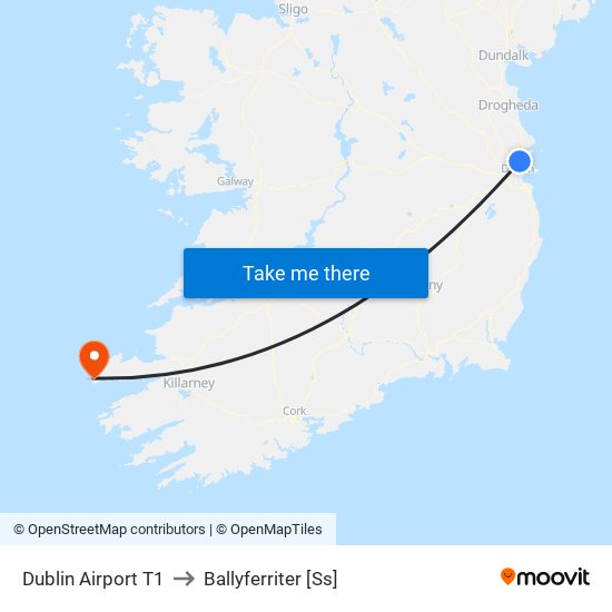 Dublin Airport T1 to Ballyferriter [Ss] map