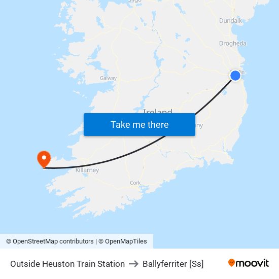 Outside Heuston Train Station to Ballyferriter [Ss] map