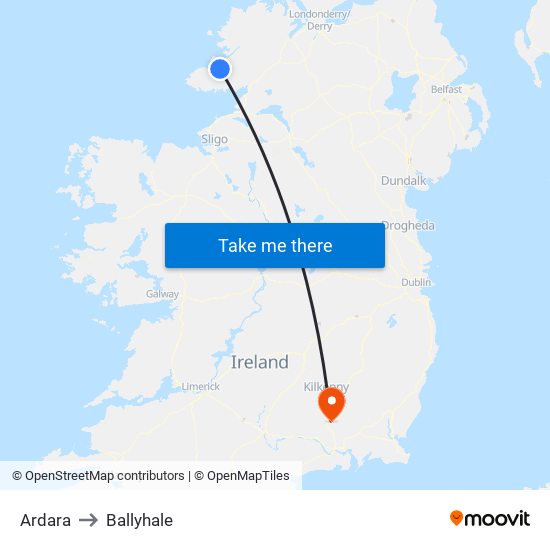 Ardara to Ballyhale map