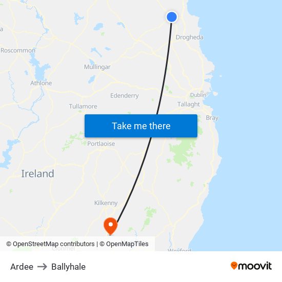 Ardee to Ballyhale map