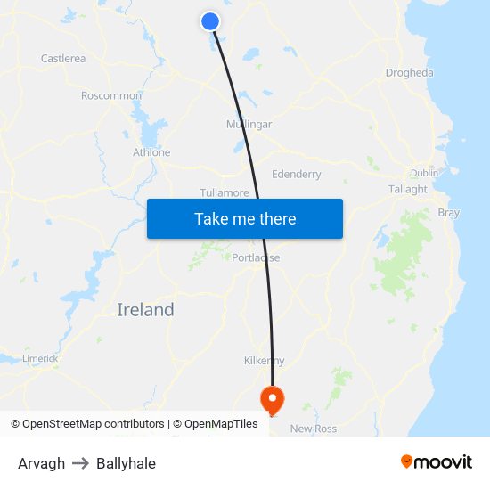Arvagh to Ballyhale map