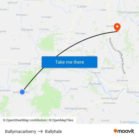 Ballymacarberry to Ballyhale map