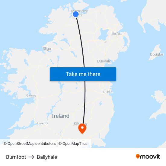 Burnfoot to Ballyhale map