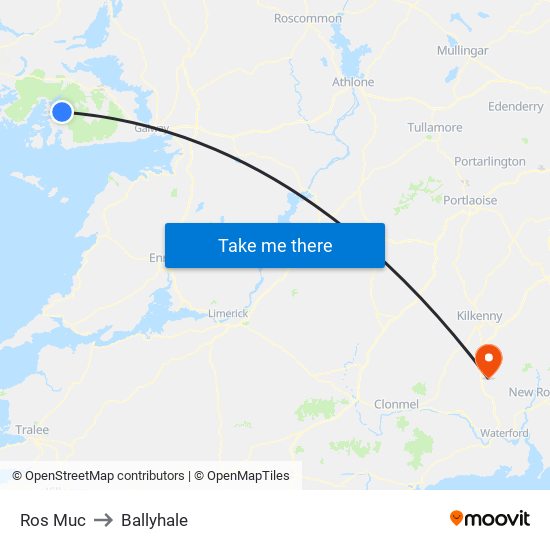 Ros Muc to Ballyhale map