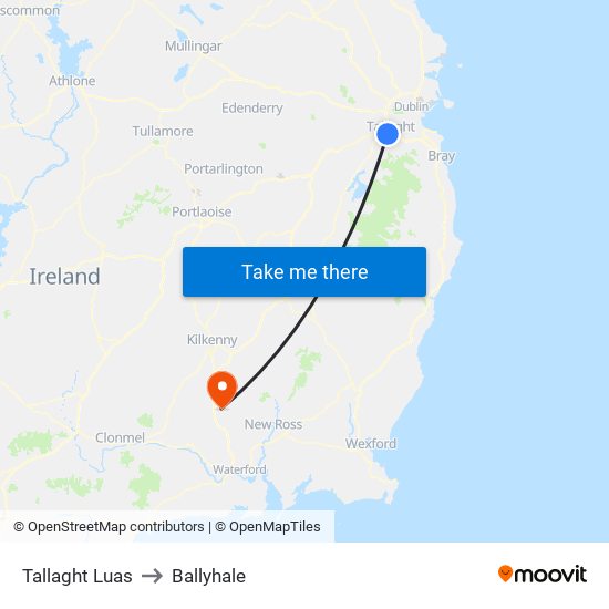 Tallaght Luas to Ballyhale map