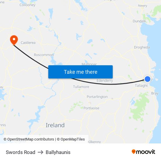 Swords Road to Ballyhaunis map