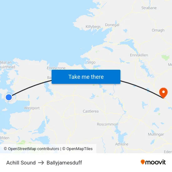 Achill Sound to Ballyjamesduff map