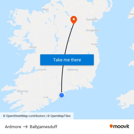 Ardmore to Ballyjamesduff map