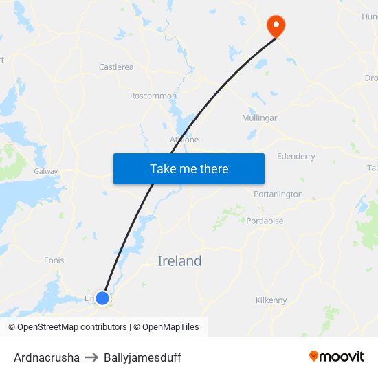 Ardnacrusha to Ballyjamesduff map