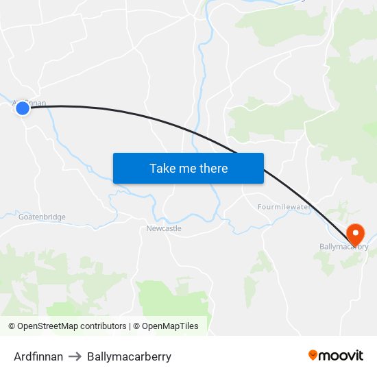 Ardfinnan to Ballymacarberry map