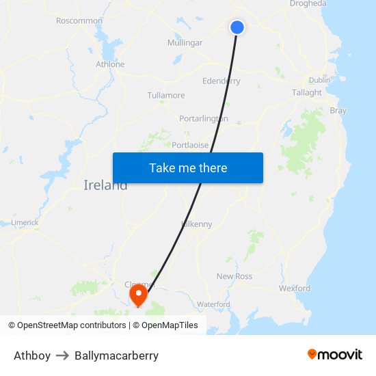 Athboy to Ballymacarberry map