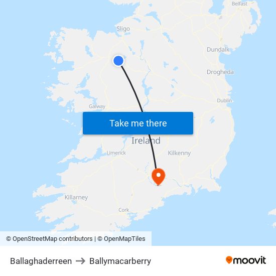 Ballaghaderreen to Ballymacarberry map