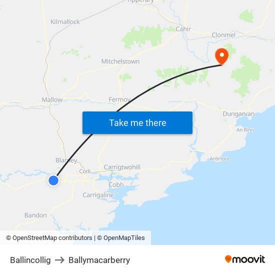 Ballincollig to Ballymacarberry map