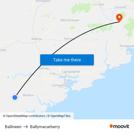 Ballineen to Ballymacarberry map