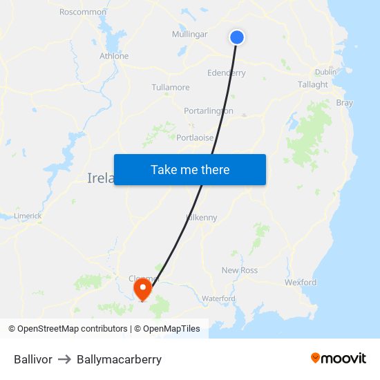 Ballivor to Ballymacarberry map