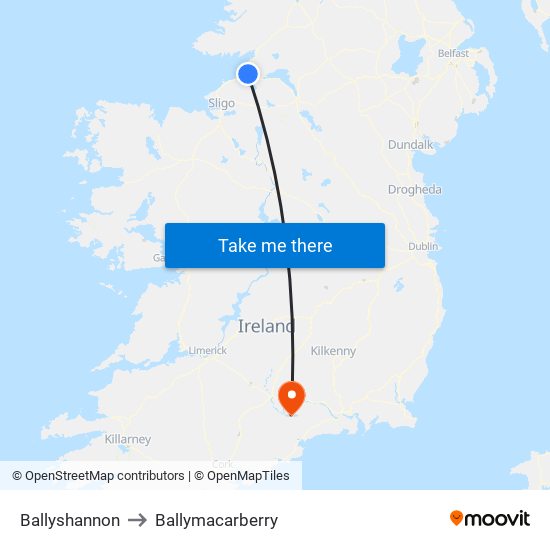 Ballyshannon to Ballymacarberry map