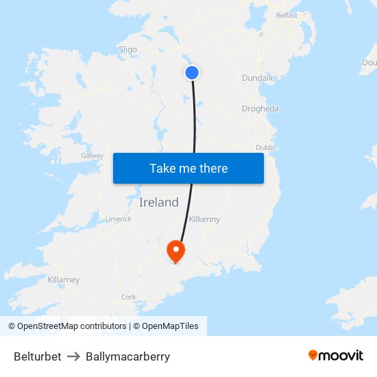 Belturbet to Ballymacarberry map