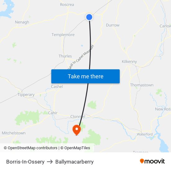 Borris-In-Ossery to Ballymacarberry map