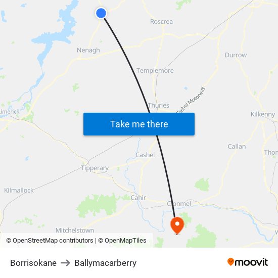 Borrisokane to Ballymacarberry map