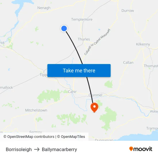 Borrisoleigh to Ballymacarberry map