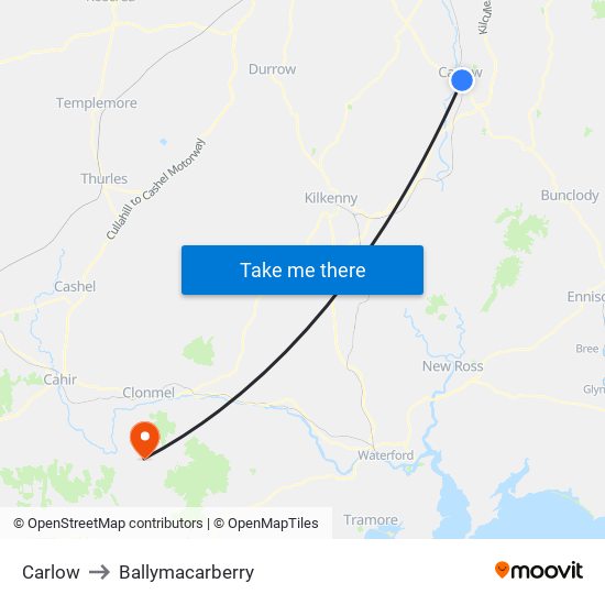 Carlow to Ballymacarberry map