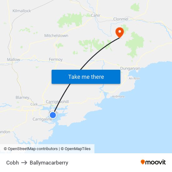 Cobh to Ballymacarberry map