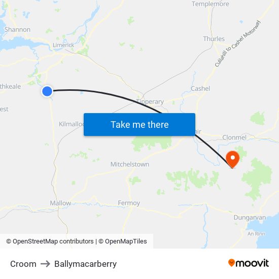 Croom to Ballymacarberry map