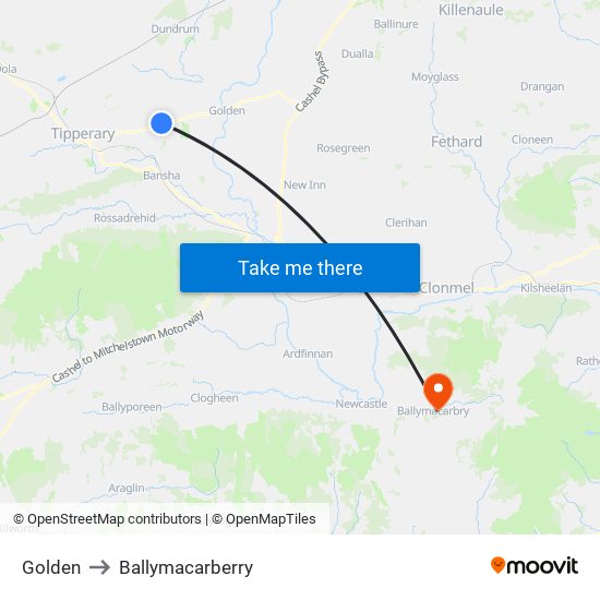 Golden to Ballymacarberry map