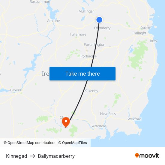 Kinnegad to Ballymacarberry map