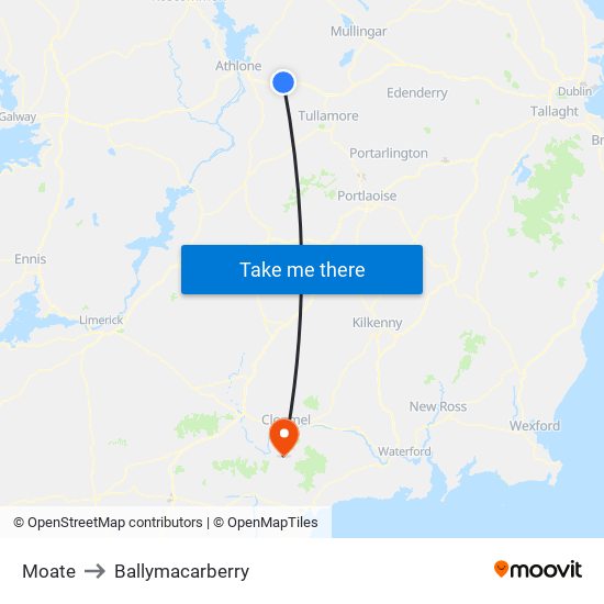 Moate to Ballymacarberry map