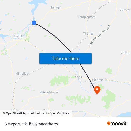 Newport to Ballymacarberry map