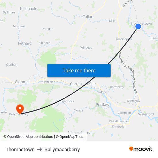 Thomastown to Ballymacarberry map