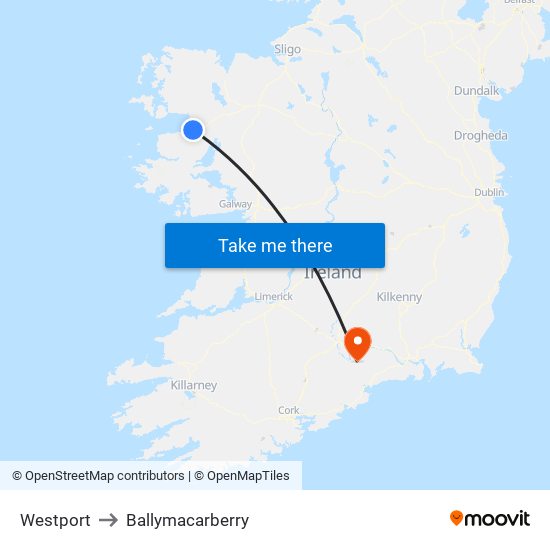 Westport to Ballymacarberry map