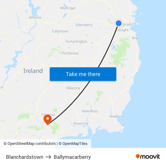 Blanchardstown to Ballymacarberry map