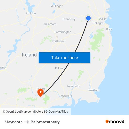 Maynooth to Ballymacarberry map